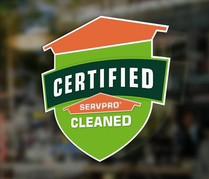 window decal of Certified: SERVPRO Cleaned